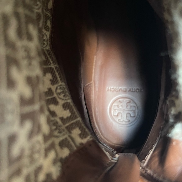 TORY BURCH ADELINE 21MM ALMOND BROWN TUMBLED LEATHER RIDING BOOTS W7 - Picture 6 of 14